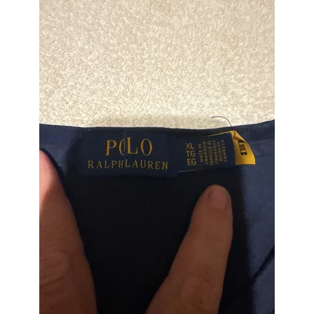 Polo Ralph Lauren Navy Blue XL Gold Crest Graphic T-Shirt Established 1967 Men's